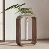 Vasen Einzigartige Holz-Reagenzglasvase Hydrokulturpflanzen Glas Schwarzwalnuss Blumengerät Transparente Tischdekoration