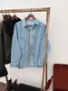 Women's Blouses Oversized Denim Shirt Jean Jacket Light Blue Boyfriend Long White Work Shackets With Pocket