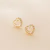 Boucles d'oreilles à tige MloveAcc Arrivée 925 Sterling Silver Heart Love pour les femmes Clear CZ Pearl Jewelry Brincos