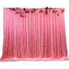 3X3M Wedding Background Decoration Veil Bilayer Design Yarn Curtain With Flower Row For Birthday Baby Shower Party Layout