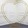 Party Decoration White Gold Heart Form Wedding Metal Arch Backdrop Iron Stand Flower Balloon Flame For Birthday Event Store