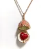 Collane con ciondolo Collana di gioielli con uovo di Pasqua Faberge smaltato a mano Bronzo antico Medaglione Cuore di cristallo Regalo interno per ragazze