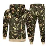 Herrspåriga Camo Men Tracksuit Hooded Ytterkläder Hoodie Set Mens Autumn Winter 2 Pieces Hooded Jacket+Pants Mane Casual Tracksuits Sportwear J230803