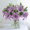 Decorative Flowers Simulation Flower 3D Printing 3-Fork Lily 1 2 Bud Artificial Home Decor Bride Table Wedding Decoration Accessories