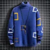 Men's Sweaters #5806 Black Blue Beie Kaki Mink Velvet Sweater Men Turtleneck Pulloves Man Slim Moair Warm Knitted