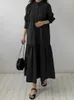 Casual Dresses for Women 2023 Spring Autumn Loose Long Korean Style Shirt Dress Solid Kne-Length Fashionable Ruffled Robe