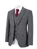 Costumes pour hommes (veste pantalon gilet) spécialement conçu hiver tweed gris Vintage mâle vêtements formels 3 pièces homme garçon d'honneur mariage sur mesure