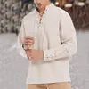 メンズカジュアルシャツ大人の男性ブラウス中世のルネッサンス花grooms海賊チュニックトップラープコスチュームレースアップシャツ中年バイキングコスプレ