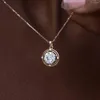 Цепи Потрясающие S925 Серебряное серебряное серебряное круглое иллюзия алмазное подвесное ожерелье