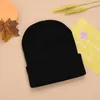 Berets Women Men Fluorescent Color Warm Beanie Hat Autumn Winter Stretch Knitted Crochet Beanies Cap Black Red White Navy Pink