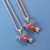 Collares pendientes La flecha de Cupido perfora el corazón de los amantes de los hombres y las mujeres Sólido con el collar de la marca Tide de circón microincrustado