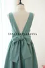 Party Dresses Green V Back Homecoming Dress With Sash Bow Simple Elegant Modest Graduation