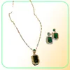 Colliers Pendants Bijoux plaqués or Set Emerald Rings Boucles d'oreilles Collier avec des bijoux Gemstone et Zircon Élégance pour les femmes223U6741432