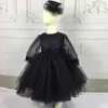 Meisjesjurk Baby Kinderkleding Verjaardag Bruiloft Mesh Chiffon Rok Lange mouw Pluizige meisjes Kralen feestjurk voor lente en herfst