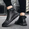 Laarzen Leren herenschoenen Enkellaars zwart PU herfst comfortabele hoge casual schoenen 2023 Mode Leahter platform herenschoenen Z230803