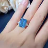 Bröllopsringar Pansysen Vintage 100% 925 Sterling Silver 10x14mm Emerald Aquamarine Citrine Gemstone Ring Luxury Fine Jewelry Drop 230802