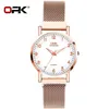 Reloj de cuarzo OPK para mujer con incrustación de diamantes, correa de malla fina simple y elegante, hebilla magnética, reloj para mujer de 31mm