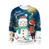 Hommes Pulls Hommes Femmes Ugly Christmas Pull Automne 3D Imprimé À Manches Longues Col Ras Du Cou Robe De Fête De Vacances Pull Couples Pulls