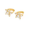 Stud Earrings 24K Gold Color Women Stone Forever Classic Style Star Flower Jewelry