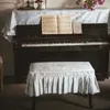 Stofkap Europese retro pianohoes Frans blauw Fris stofdichte halve hoes Toetsenklep Stoffen pianokruk Volledige hoes Pastorale stijl R230803