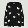 Blusas Masculinas Streetwear Buracos Malha Masculina Harajuku Butterfly Estampada Pulôver Oversized Casual Pulôver Solto com Decote em O Casais