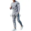 Agasalhos masculinos 2023 terno masculino primavera e outono duas peças gola redonda manga longa camiseta calça lazer esportes conjunto masculino J230803