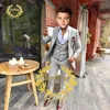 Suits Boys Suit Wedding Tuxedo 3 Piece Beige Jacket Pants Vest Kids Custom Blazer Set Slim Fit Outfit Fashion conjuntos de blazer 230802