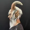 Party Masks Scary Mask Demon Devil Horn Latex Masks Halloween Movie Cosplay Party Costumes Decoration Accessories L230803