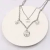 20Style Luxury Designer Brand Double Letter Necklaces Chain Gold Plated Fashion Round Pendant Sweater Newklace for Women Wedding Jewerlry