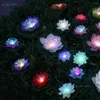 Decorative Flowers 3 Pieces Artificial Purple LED Optic Fibre Light Lotus Leaf Lily Waterproof Pond Floating Wedding PARTY Decoration D23