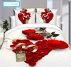 Постилочные наборы 3D Coverce Cover King Size Set 3 4pcs Свадебные пуховые наволоты Red Rose Lily Clothes Romantic Love 230802