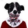 Party Masken Beast Maske Cosplay Latex Gesicht Horror Blutige Erwachsene Halloween Scary Devil Dog Kostüm Requisiten L230803