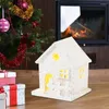 Christmas Decorations LED Light Wooden House White Snow Luminous Cabin Tree Hanging Ornament Glowing Castle Gift Year 2023