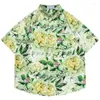 Camicie casual da uomo Summer Men Button Camicia da spiaggia hawaiana Hip Hop Camicette grafiche con fiori di peonia 2023 Streetwear Harajuku Fashion Aloha