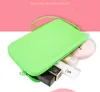 10pcs Cosmetic Bags Women Silicone Plain Large Capacity Square Phone Wash Storage Bag Mix Color