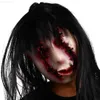 Party Masks Horror Mask Halloween Scary Black Long Hair Ghost Headgear Haunted House Tricky Props Terror Party Costume Dress Up L230803