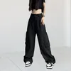 Kobiety Pants Women Cargo Hip Hop High talia sznurka Lady Spodery Streetwear Wide LED LED PIECKI Summer