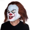 Maski imprezowe Straszne Joker Pennywise Mask Stephen King Cosplay Killer Skull Halloween Lateks Horror Helmet Costume Props L230803