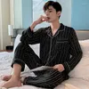 Vêtements de nuit pour femmes Lovers Stripe Tache Pyjama Ensembles Soie à manches longues Hauts et pantalons Élégant Loungewear Femmes Hommes Vêtements de nuit Unisexe Homewear