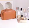 Women Cosmetic Bag Leather Waterproof Travel Makeup Bags Clear Zipper Toiletry Organizer Washing Beauty Storage Pouch