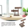 Smyckespåsar örhänge Holder Organizer Table Top Display Stand 2 Tier Pine Wood Rack