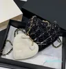 2023 Nowa moda 10a Najwyższej jakości damska luksusowy projektant love gemini łańcucha torba oryginalna skórzana torba na ramię High End Crossbody Imitacja 15 cm Mini Flap