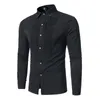 Chemises décontractées pour hommes Chemise d'affaires pour hommes Couleur unie Conception plissée Bouton Cardigan Col rabattu Chemisier à manches longues Tops Tunique quotidienne