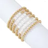 Link Bracelets Gold Color Multi-layer Stretch Pearl Bracelet Set For Women Strand Fashion Trendy Jewelry Elastic Girls' Party Accessories