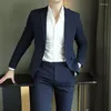 Mäns kostymer 2023 High-End (Blazer Western Pants) British Wedding Suit Fashion Business Casual Trend Handsome Blazer Two-Piece Set