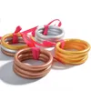 Bangle 3pcs/Set Fashion Буддийские силиконовые желе браслеты для женщин многоцветные браслеты Bowknot Дети женские ювелирные изделия подарок