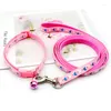 Dog Collars Cute Print Leash Pet Traction Rope Puppy Collar Set Multiple Colors Adjustable Cat Accessories Supplies 1.2M