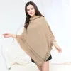 Women's Cape Pullover Casual tröja Autumn Spring Knitting Kvinnlig solid Jumper Cloak Fashion Warm Tassel Hooded Sweaters Capes