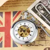 Pocket Watches Vintage Silver Gold Smooth Hand Wind Mechanical Watch Men Women Stainless Steel Fob Clock Chain Pendant Steampunk