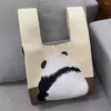 Marsupi Cartoon Cute Panda Flower Borsa a tracolla lavorata a maglia Borsa da polso portatile versatile per le donne